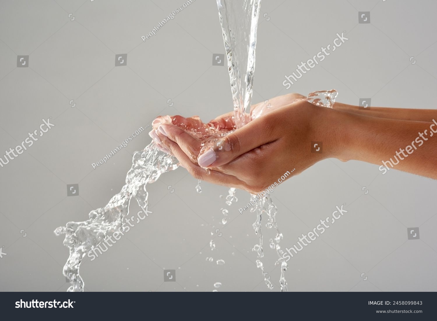 Hands washing with clean water