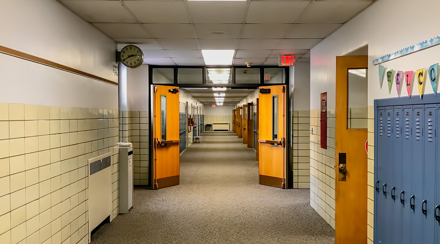 School hallway or university lecture hall